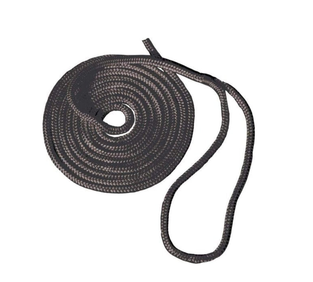 25' Double Braid Nylon Dock Line WITH Eye Splice (Black) [3/8