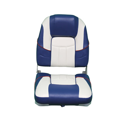 Premium Folding Boat Seat (Blue/White)